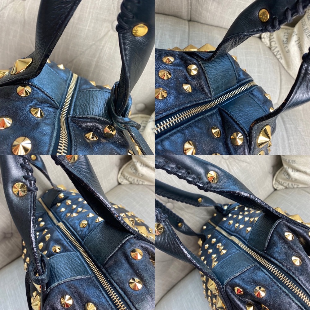 SOLD Be&D Garbo Studded Lamb Leather Satchel - Picture 8 of 15